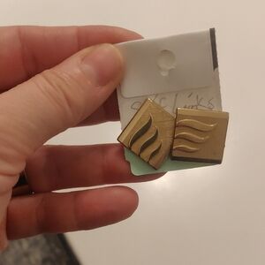 Vintage Swank A Pair Of Square Cufflinks Golden Tone